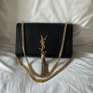 Saint Laurent
Kate Medium Tassel YSL Crossbody Bag in Croc-Embossed Leather